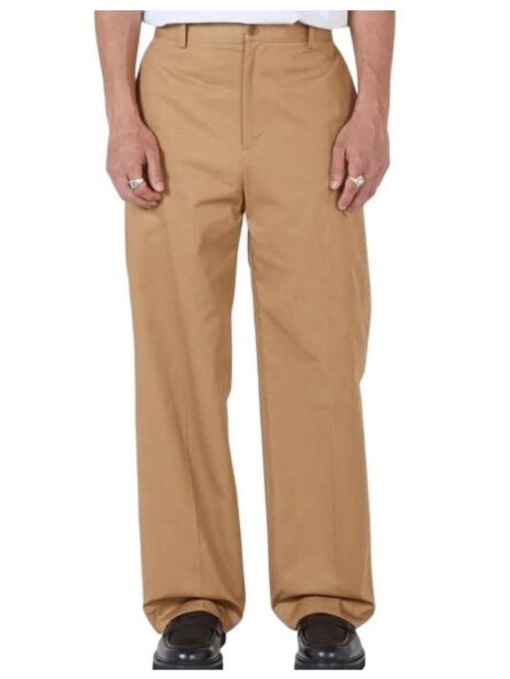 Maison Kitsune Wide Leg Chino Pants Men's 38 Beige Cotton Gabardine NWT $350